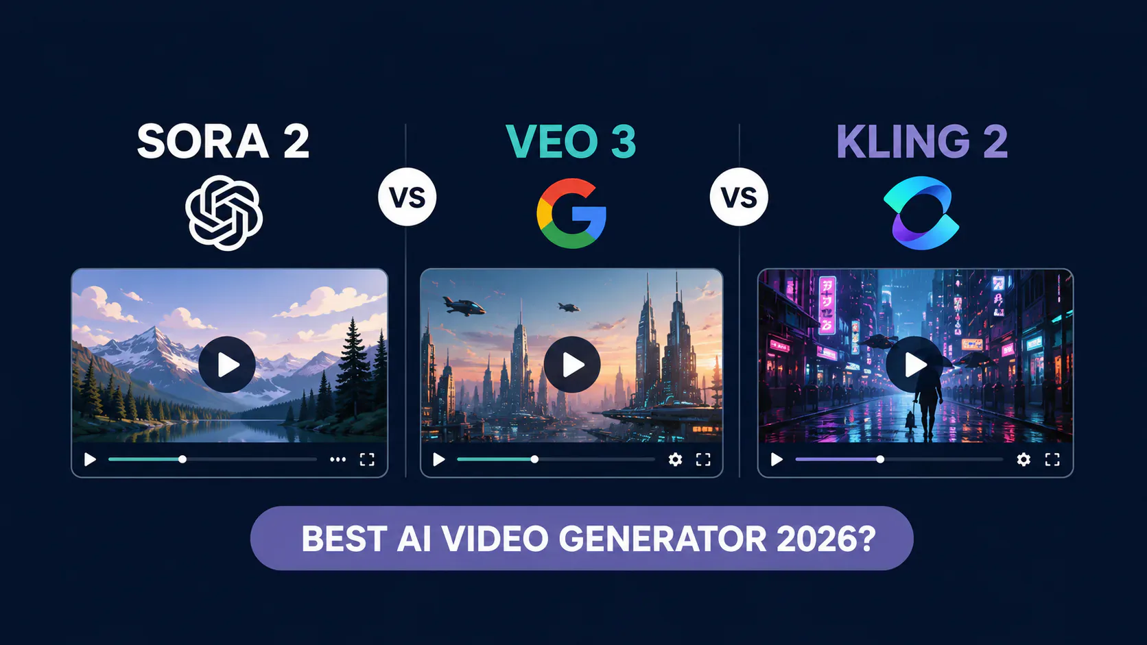 Veo 3.1 and Kling 3.0 AI video generator interfaces side by side with benchmark scores in 2026