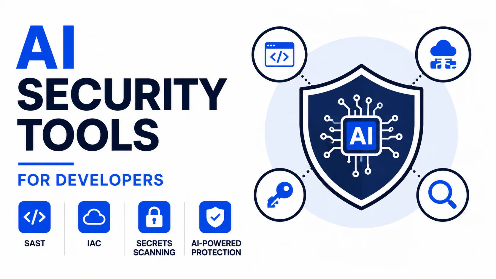 Developer security pipeline diagram showing SAST, IaC scanning, and secrets scanning gates across a CI/CD workflow with AI-generated code risk indicators